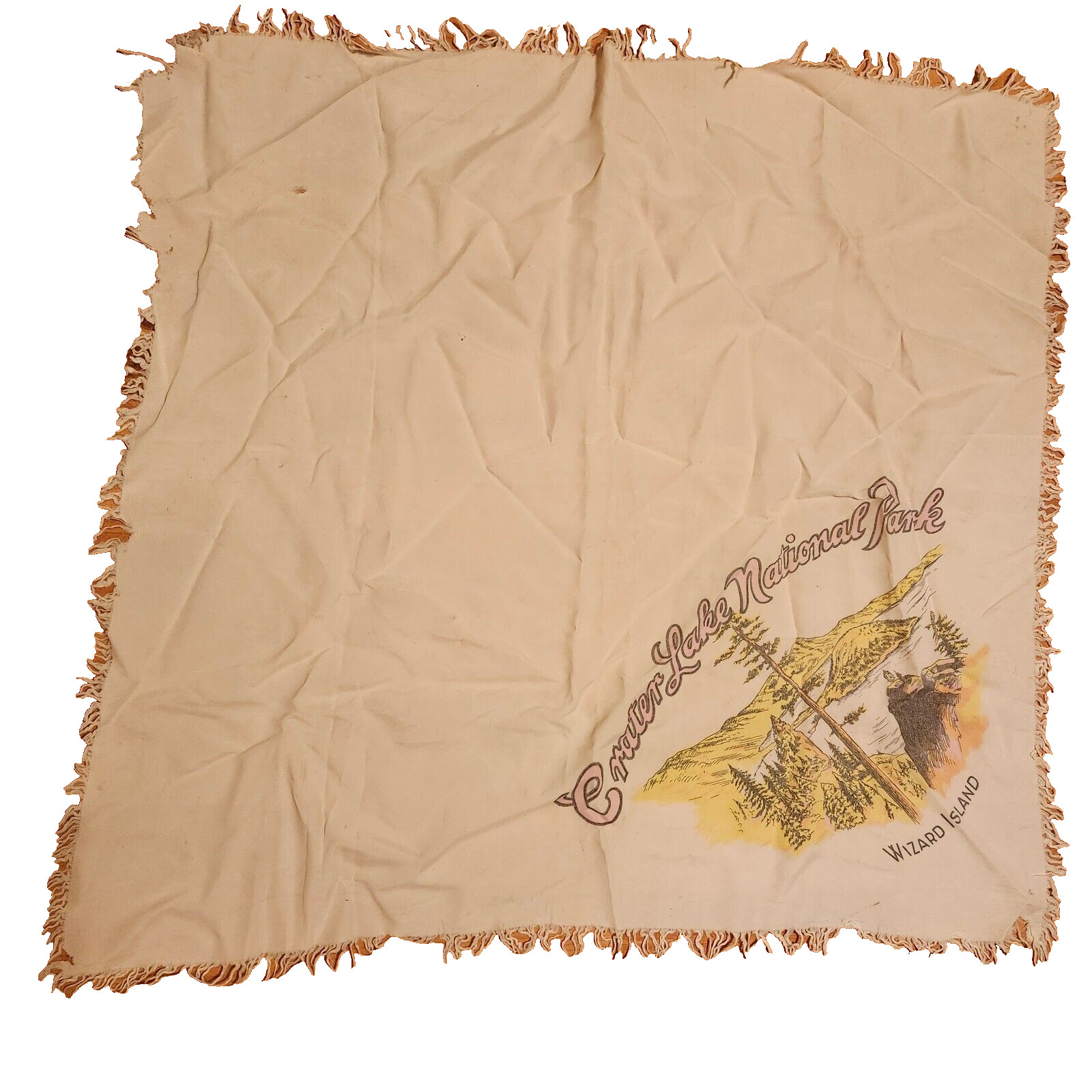 Yintage Crater Lake National Park Wizard Island Souvenir Scarf / Tablecloth