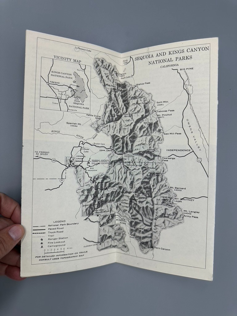 1957 SEQUOIA and KINGS CANYON National Park Service CALIFORNIA Travel BROCHURE