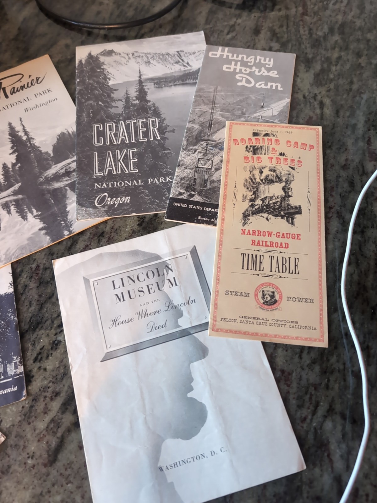 Vint National Park Brochures, 1950s: Mt Rainier, Crater Lake, Independence