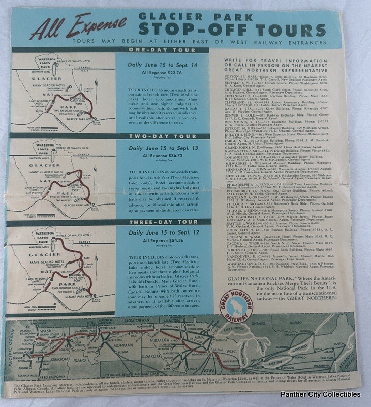 1948 Large Enchanting Glacier National Park Brochure Map Great Northern Railway