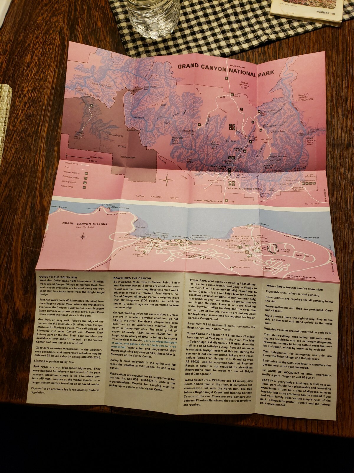 1976 Grand Canyon SOUTH RIM National Park Service Tourist Brochure Guide Arizona