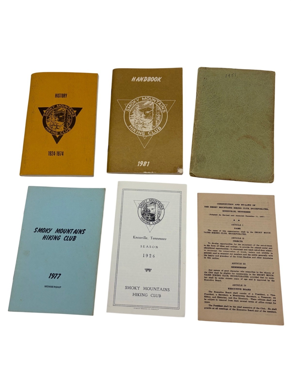 Smoky Mountains Hiking Club Ephemera Lot 1937 1951 1976 1926 Pamphlet Reprint