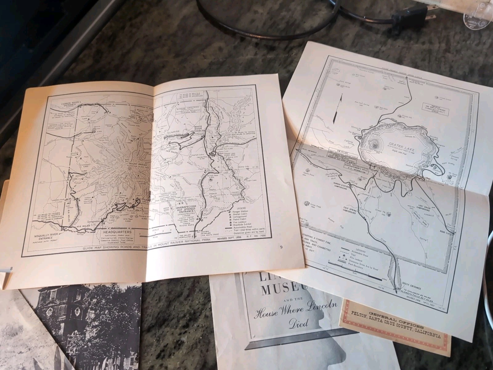 Vint National Park Brochures, 1950s: Mt Rainier, Crater Lake, Independence