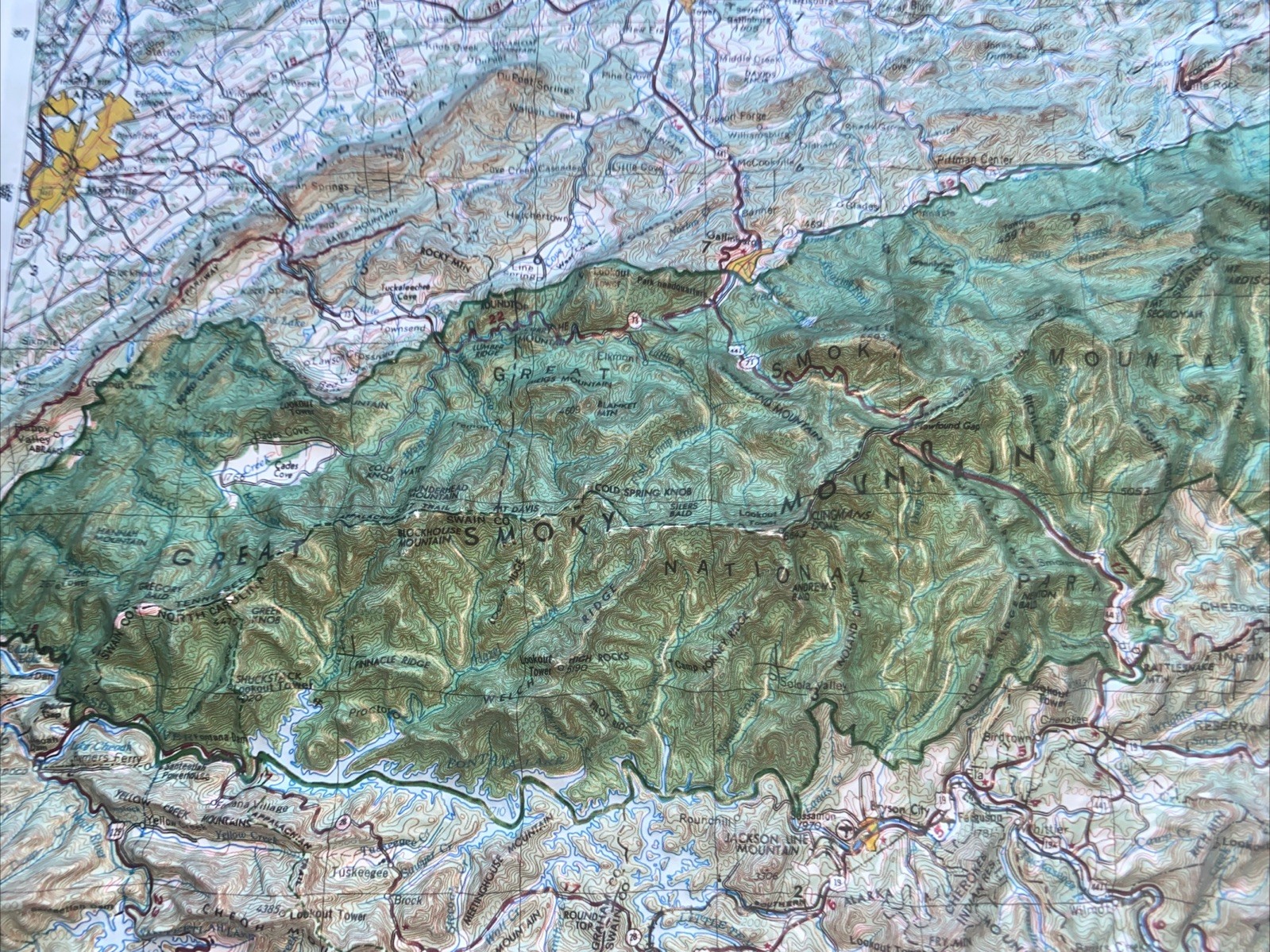 3D Plastic Topographical Relief Map Great Smoky Mountains Produced By Hubbard
