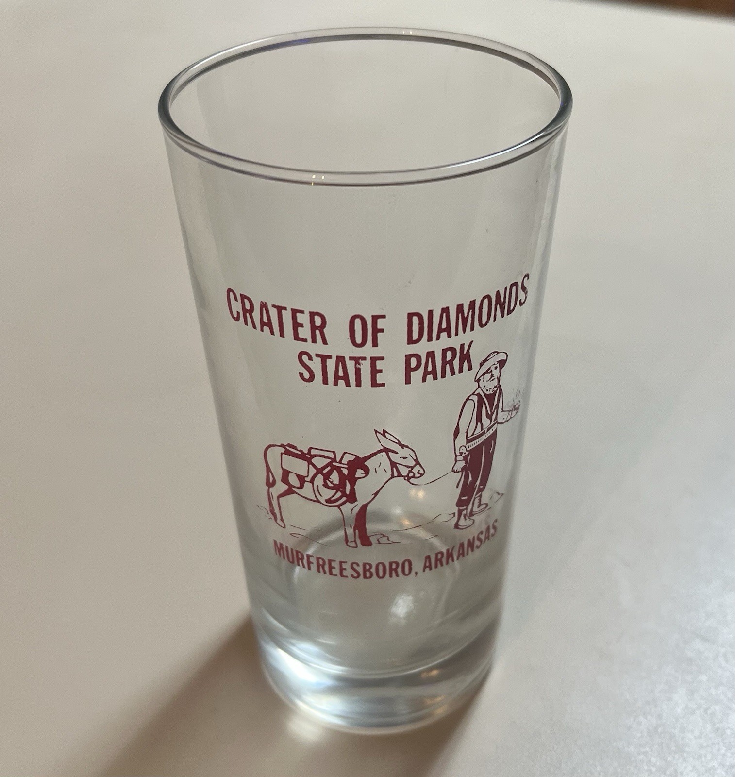 Vintage Crater of Diamonds State Park Murfreesboro Arkansas Souvenir Glass Cup