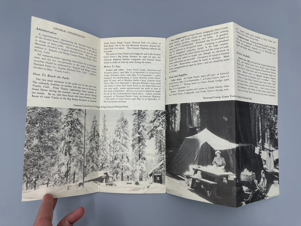 1957 SEQUOIA and KINGS CANYON National Park Service CALIFORNIA Travel BROCHURE