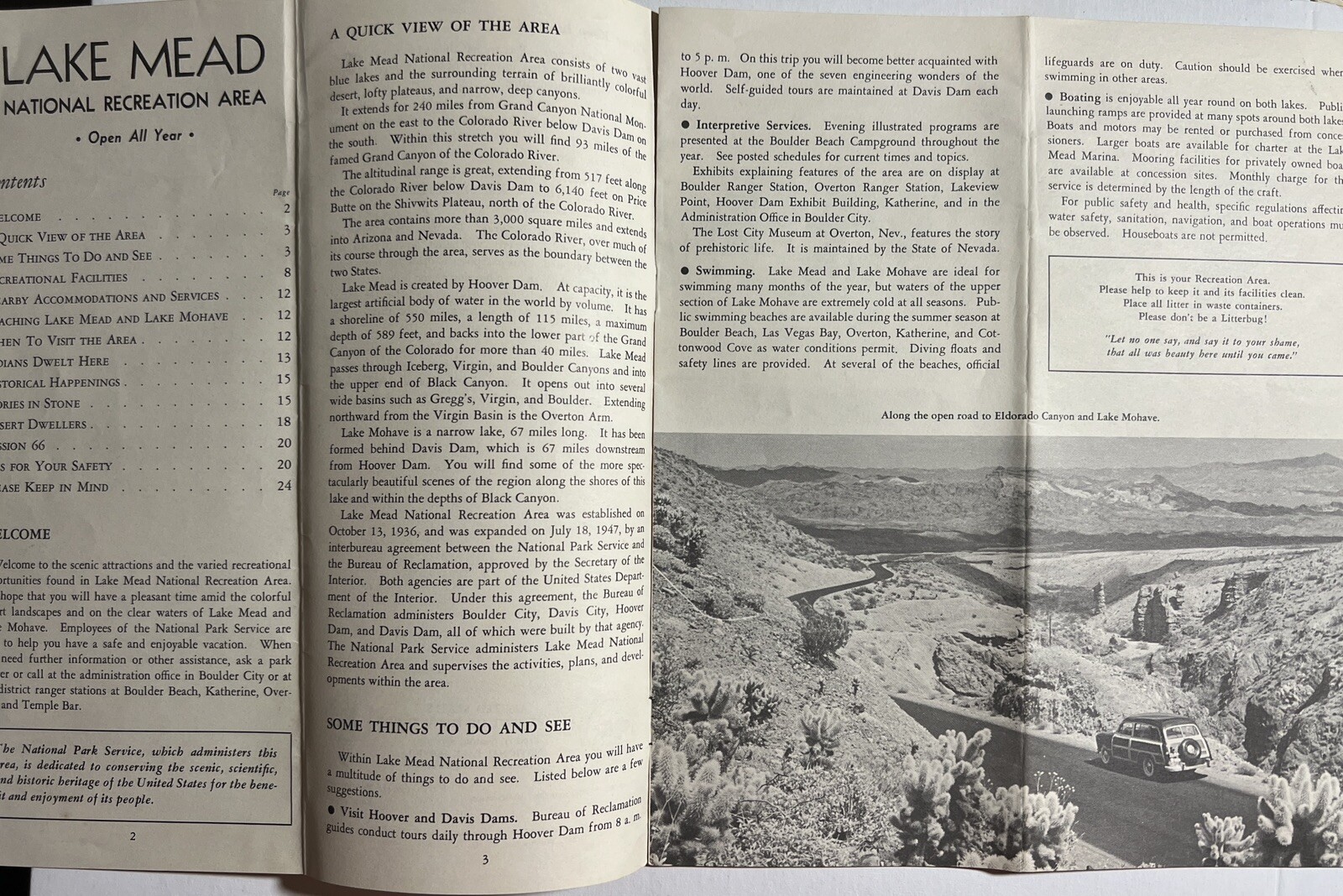 Lake Mead & Lake Mohave Arizona Nevada Map 1957 US Dept Of Interior