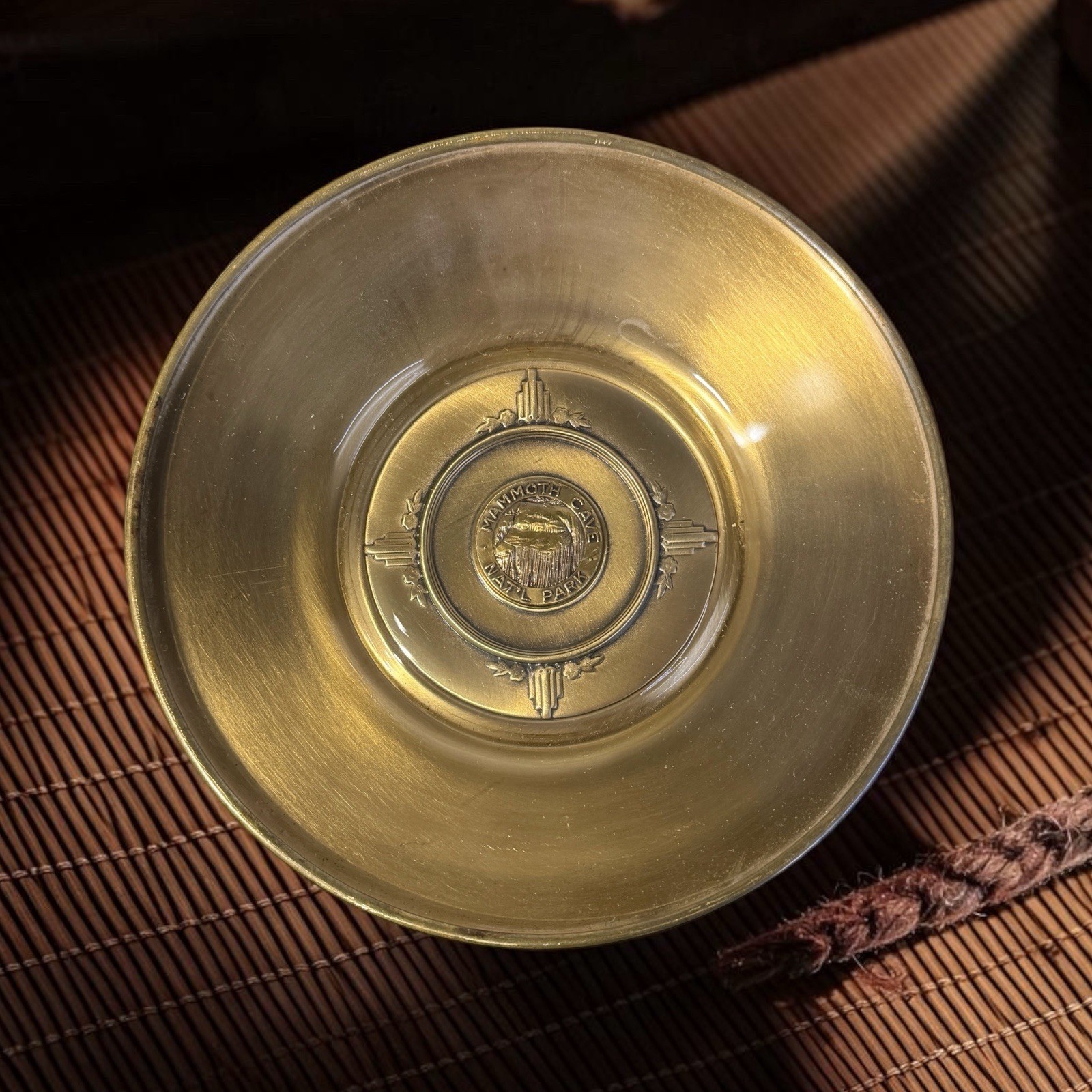 Vintage Mammoth Cave National Park Brass Glass Dish Bates Klinke Ashtray Tray