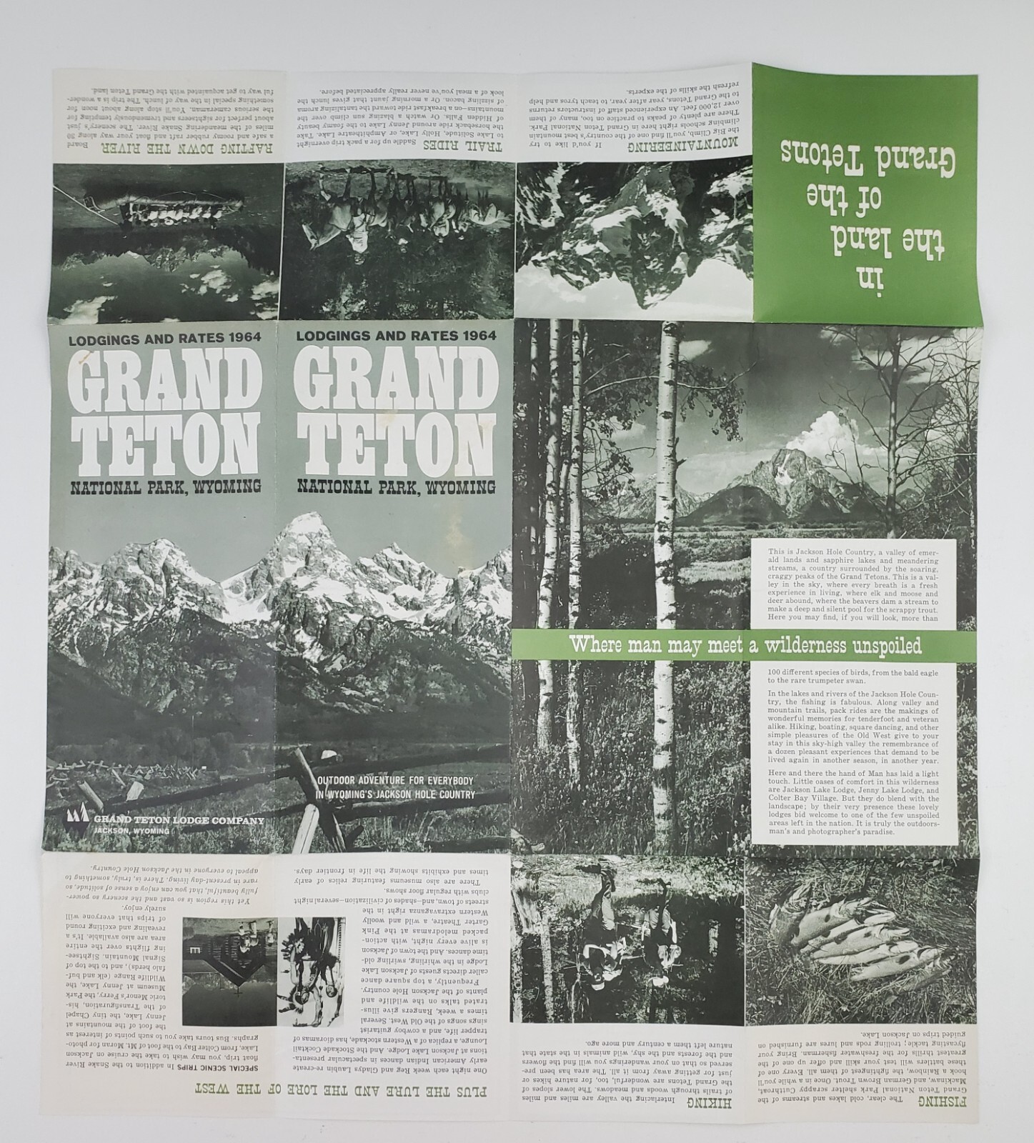 1964 Wyoming Grand Teton National Park Lodging Rates VTG Travel Brochure