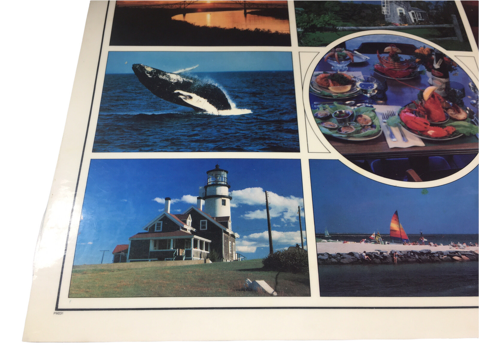 Vintage cape cod New England￼ place mat Massachusetts 2 Sides