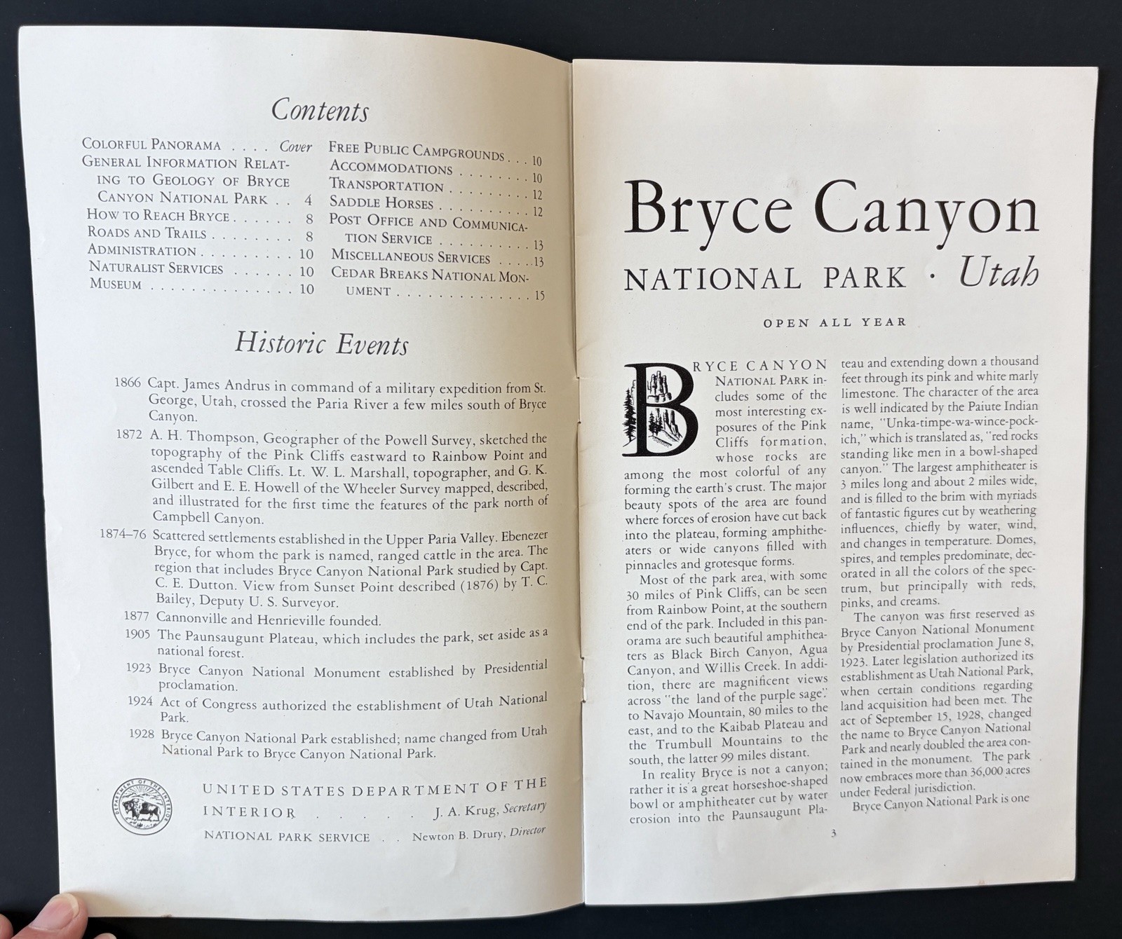 1948’s National park Brochures, Bryce, Craters of the Moon, Grand Canyon