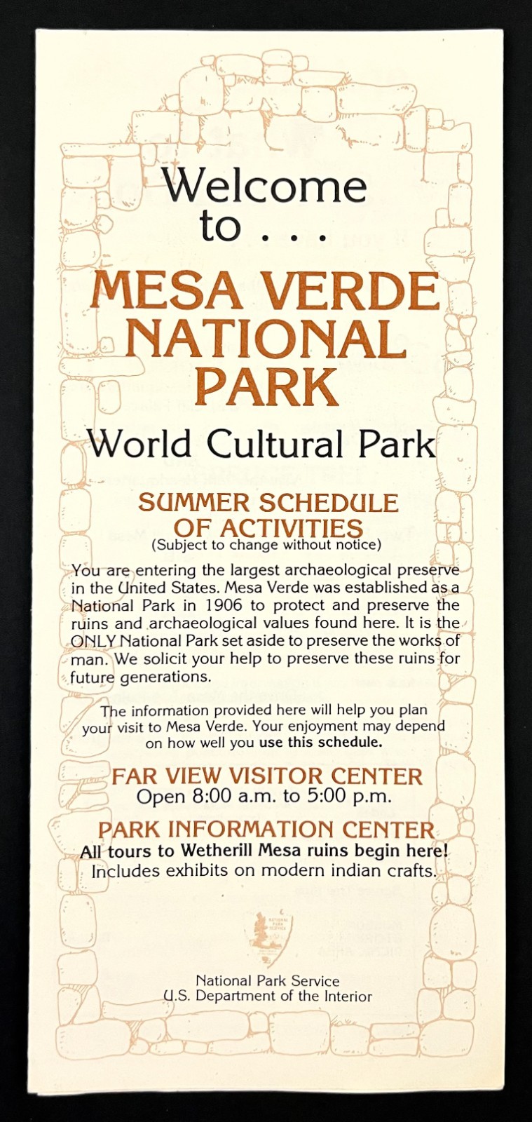 1980s Mesa Verde National World Cultural Park Guide Colorado VTG Travel Brochure