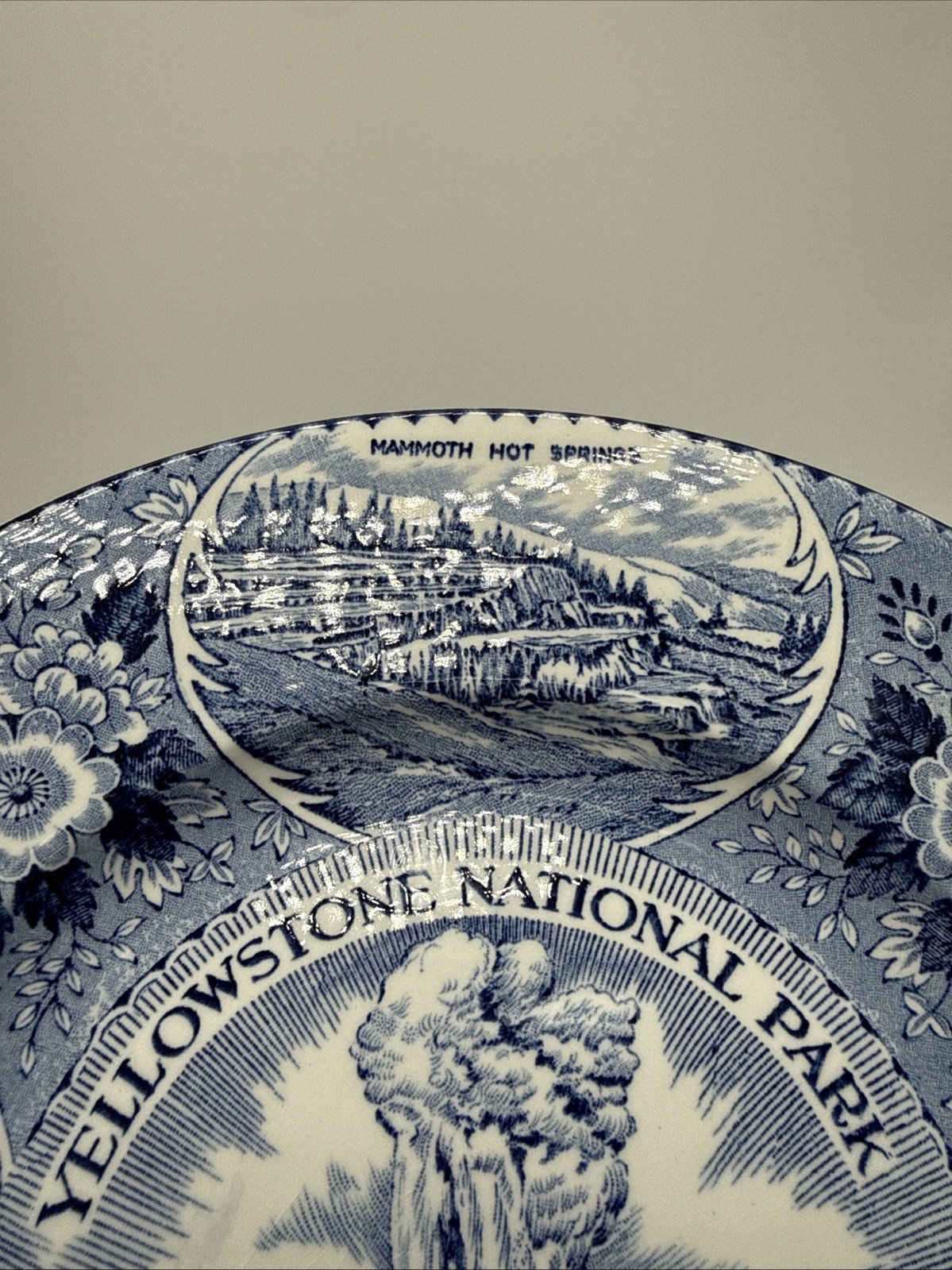 Vintage 1930s Old Faithful Yellowstone Staffordshire Plate England Transfersware