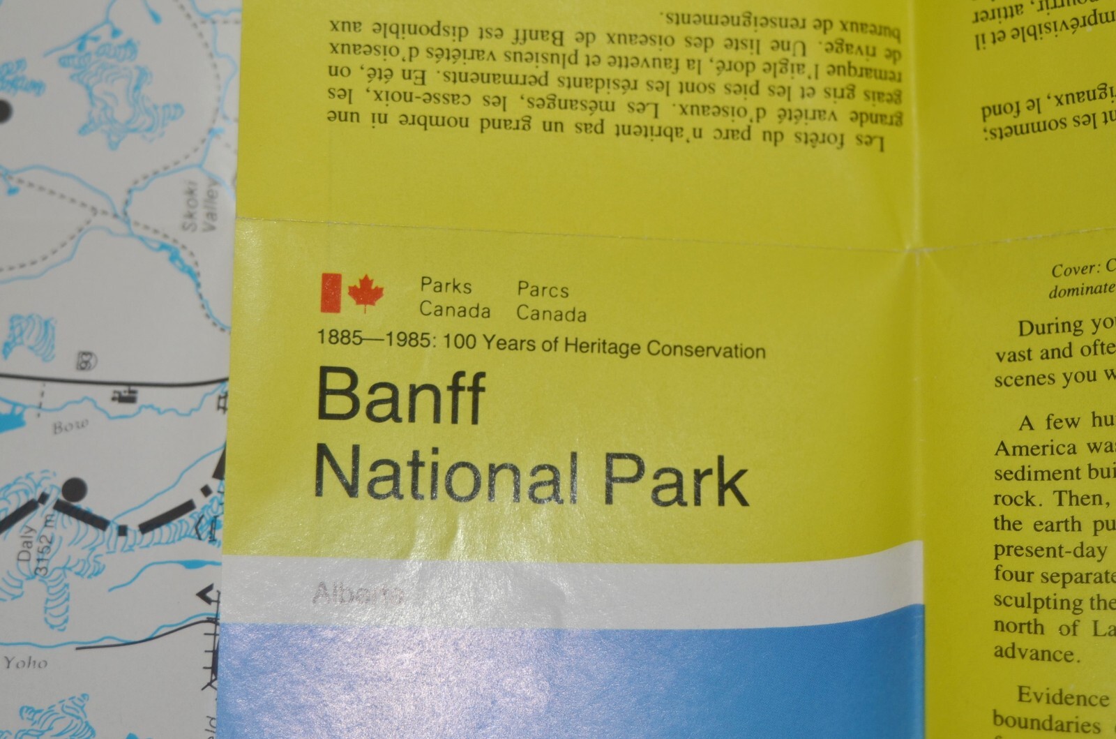 1885-1985 Banff National Park Travel Guide Map Brochure Alberta Canada Vintage