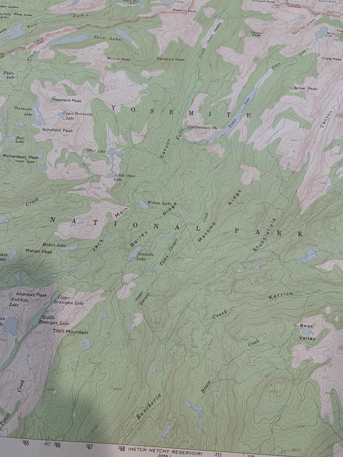 VTG 1956 Topographic Map Tower Peak, Yosemite, CA 22″ x 18″