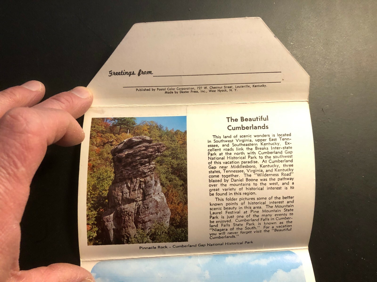 Old Vintage”Beautiful CUMBERLANDS PARK” Fold Out Views Posted 1966 Made in USA