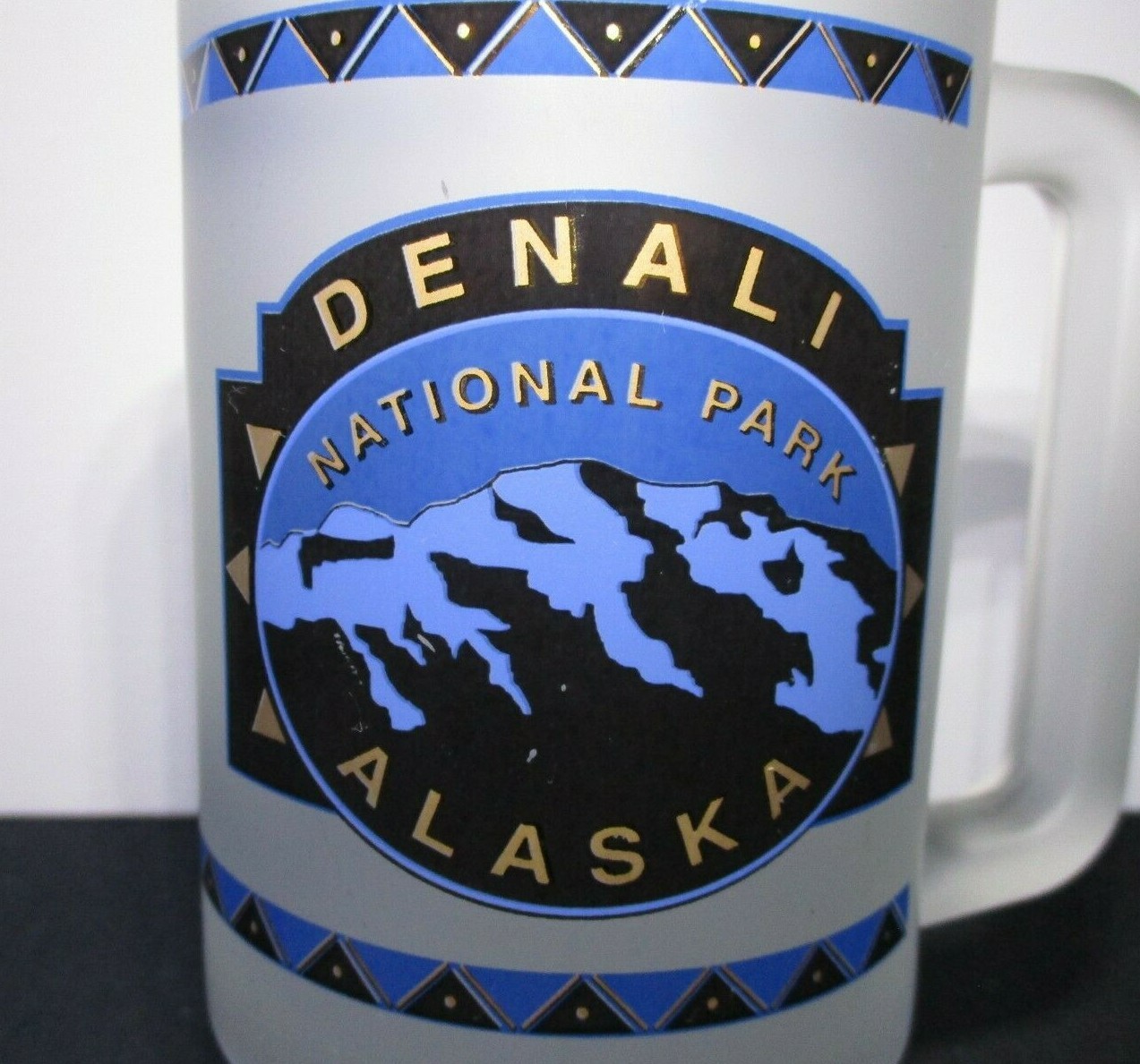 Denali National Park Alaska Heavy Beer Mug (frosted) souvenir, Glass beer stein