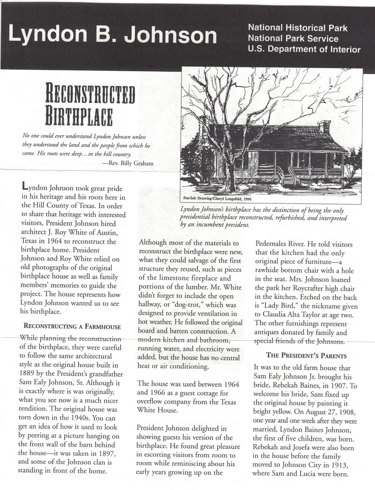 Lyndon B. Johnson Reconstructed Birthplace National Historical Park Brochure