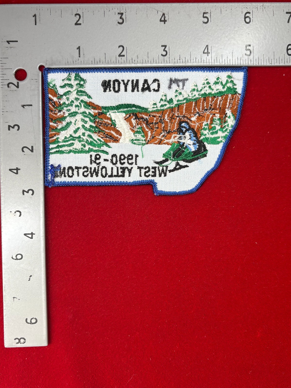 VINTAGE “WEST YELLOW STONE MONTANA 1990-91” SEW-ON PATCH (UNUSED)