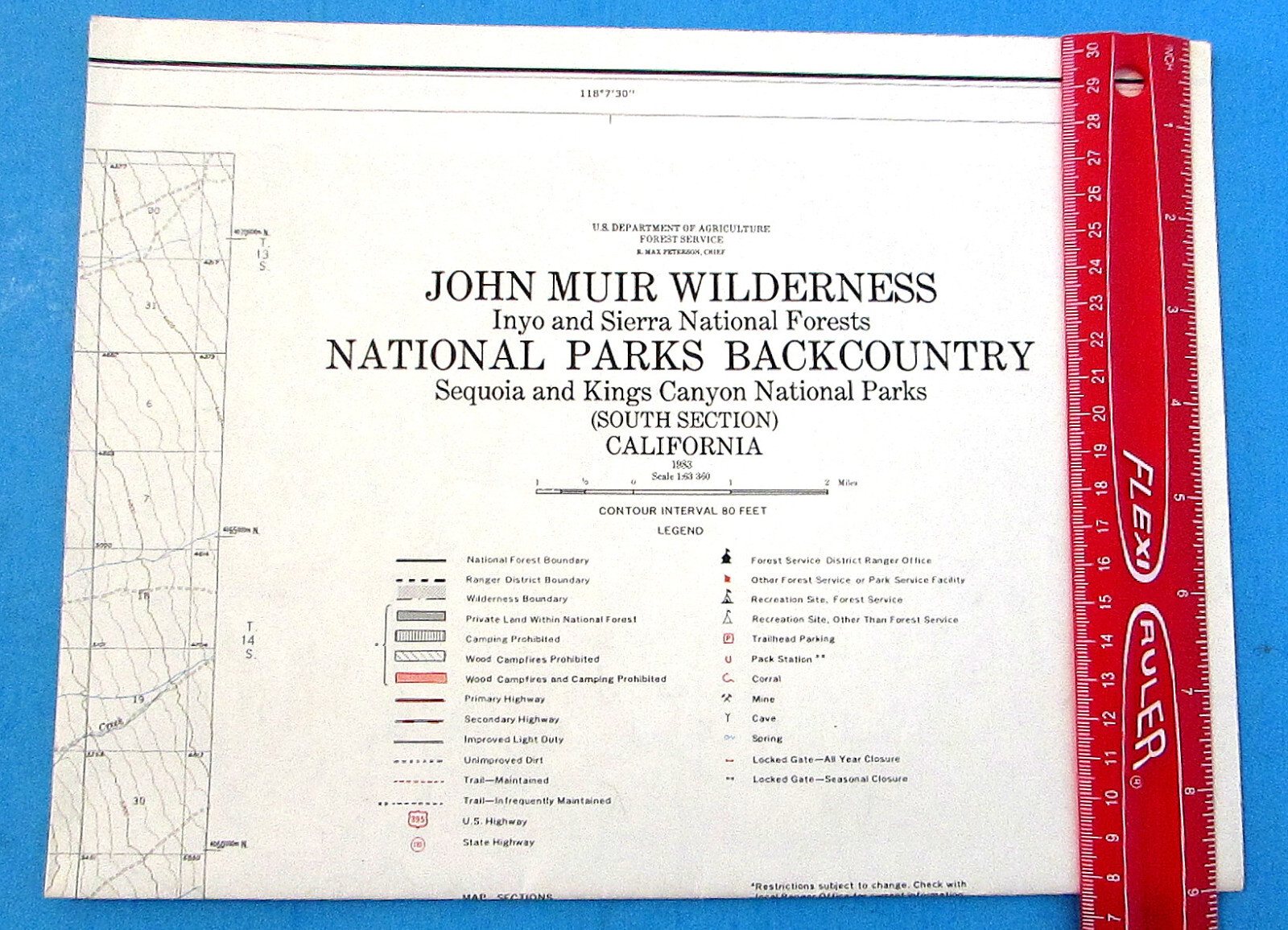 Vintage 1983 Topo JOHN MUIR WILDERNESS North – Central/South Sections FREE SHIP