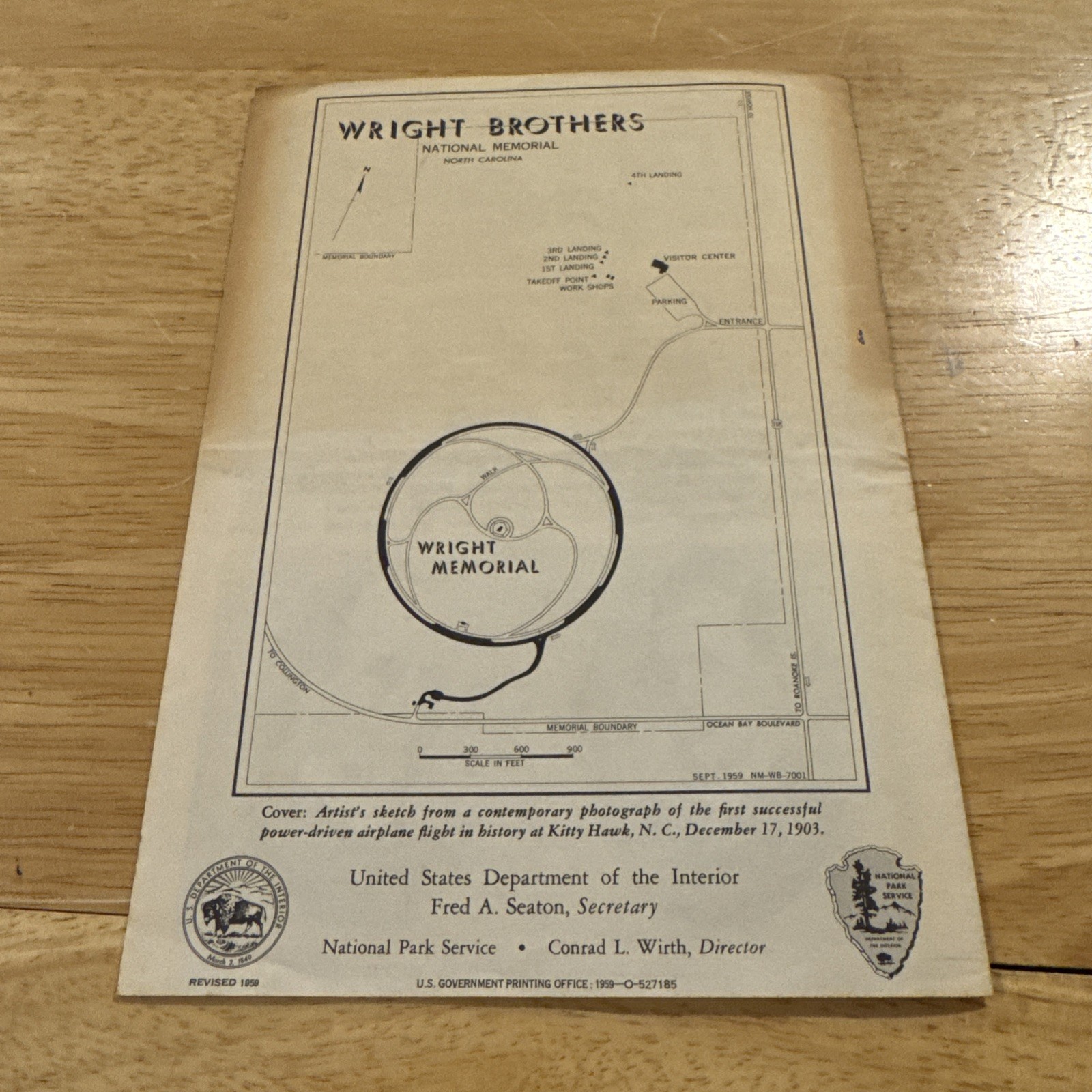1959 Wright Brothers National Memorial Brochure Pamphlet North Carolina OBX