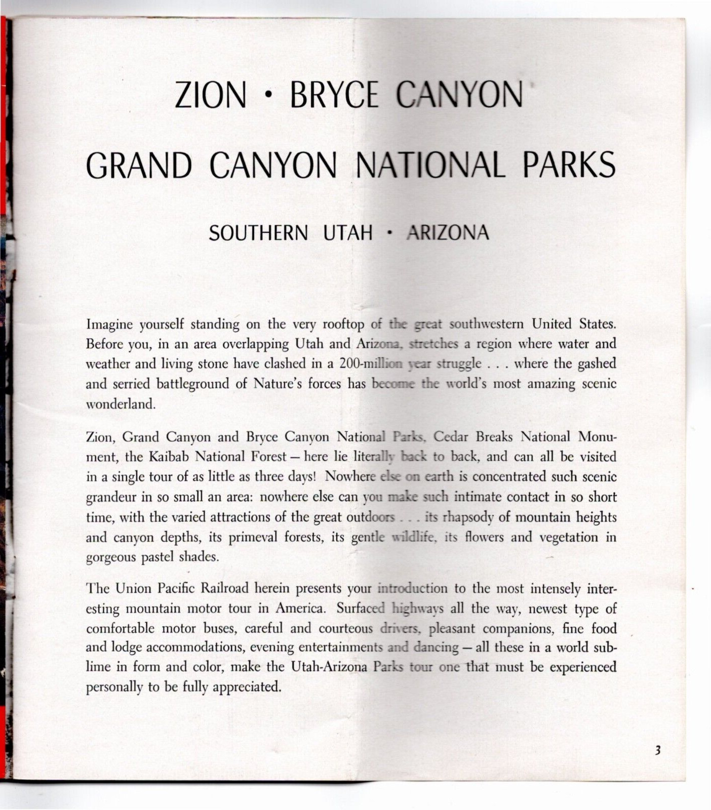 Travel guide w/map & photos, GRAND CANYON/ZION.BRYCE NATIONAL PARKS, UP Railroad