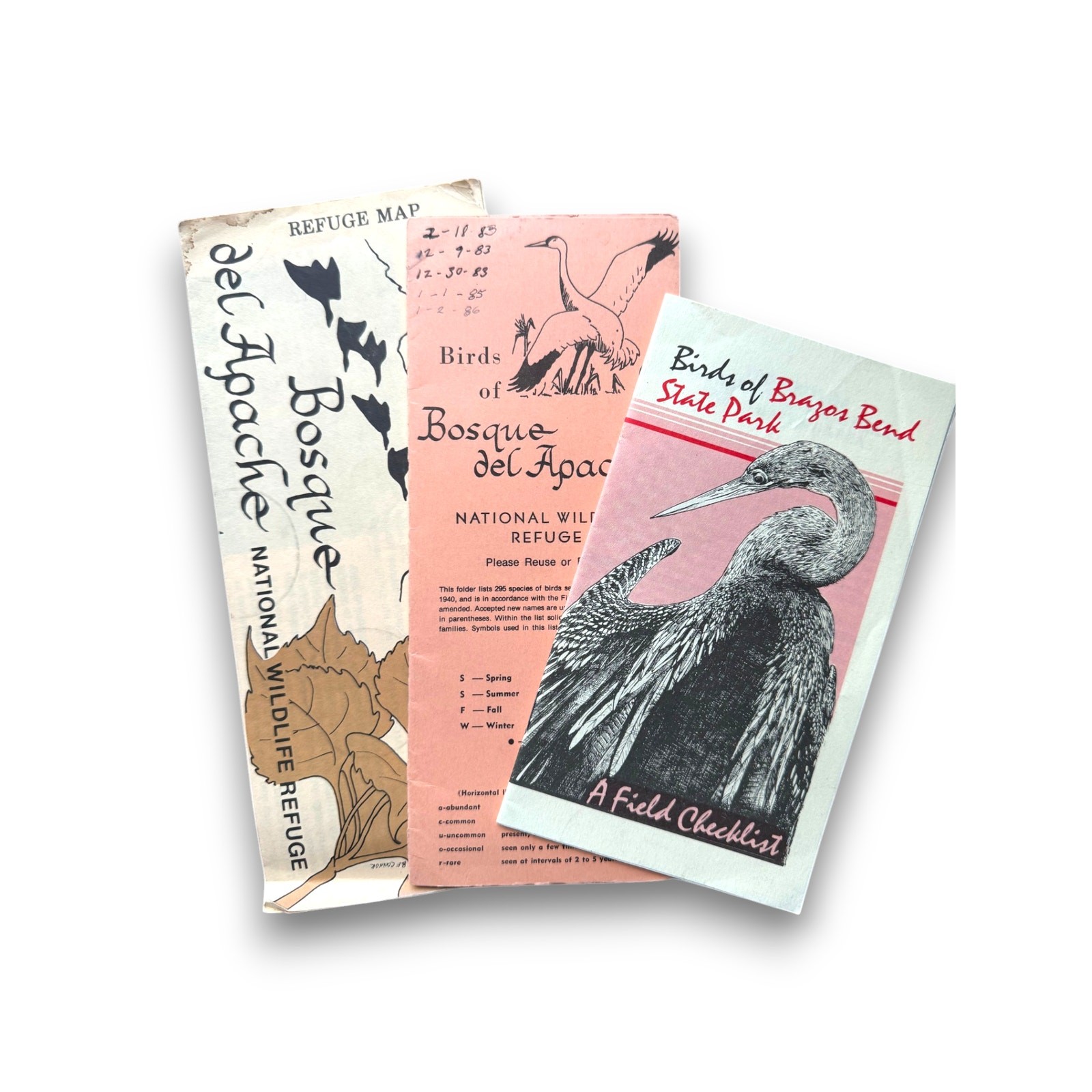 Vintage Birding Brochure Lot Texas and New Mexico National Wildlife Refuges