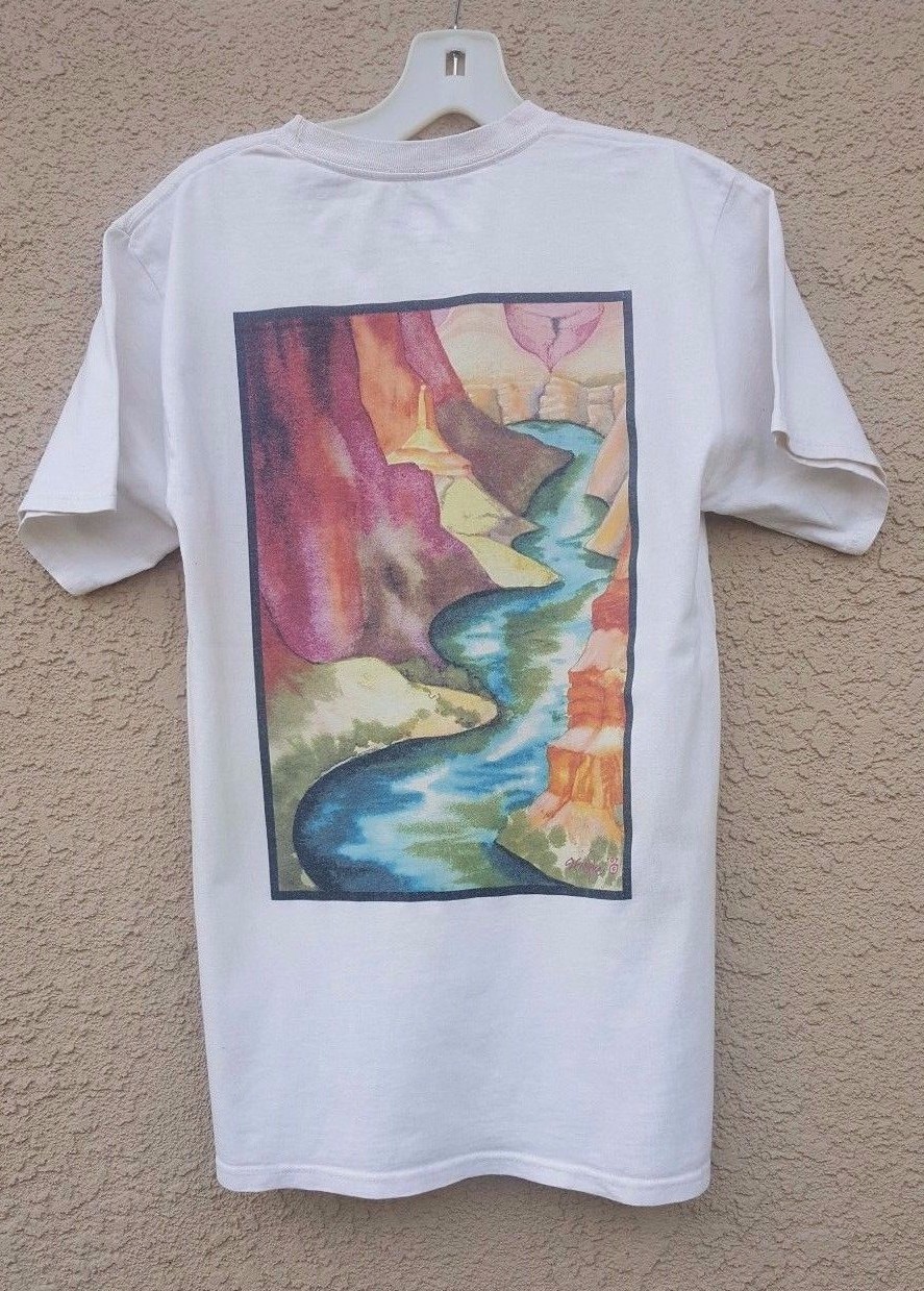 Grand Canyon Phantom Ranch Cotton Short Sleeve Shirt size Small Rafting Art