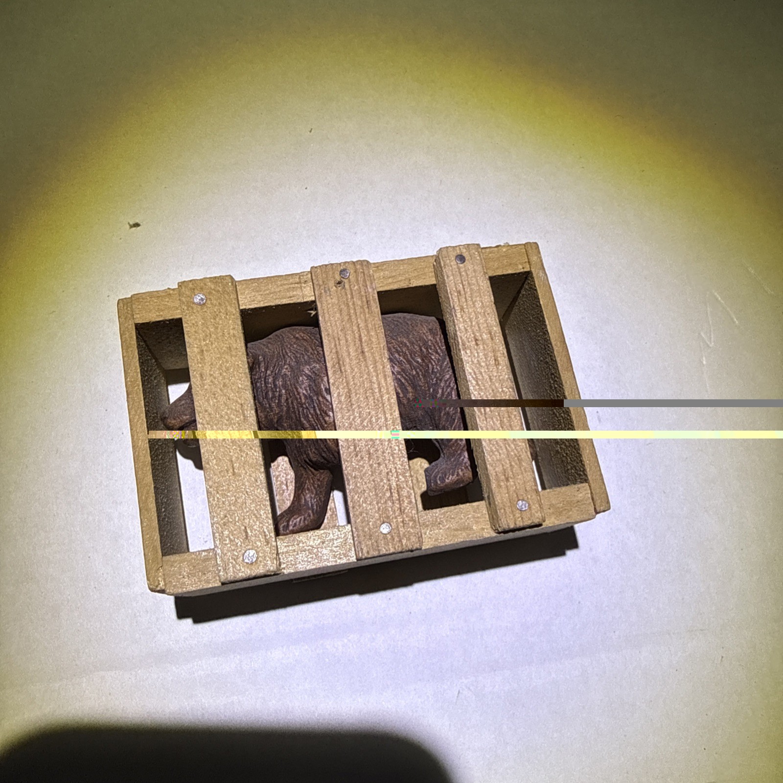 Vintage Good Luck Bear In Wood Crate Souvenir from Yellowstone national park