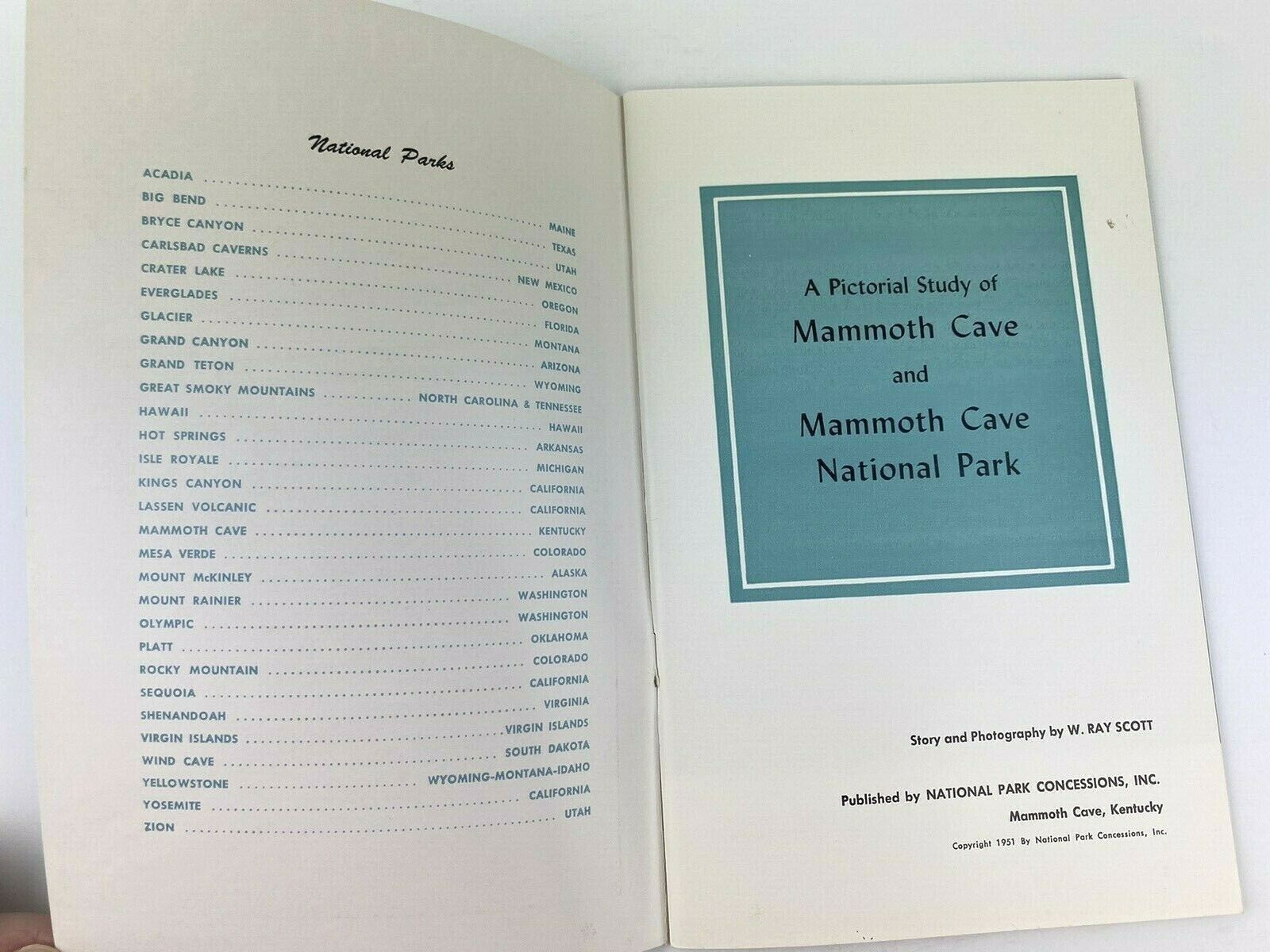 Mammoth Cave National Park Kentucky 1951 A Pictorial Study Booklet Maps Photos