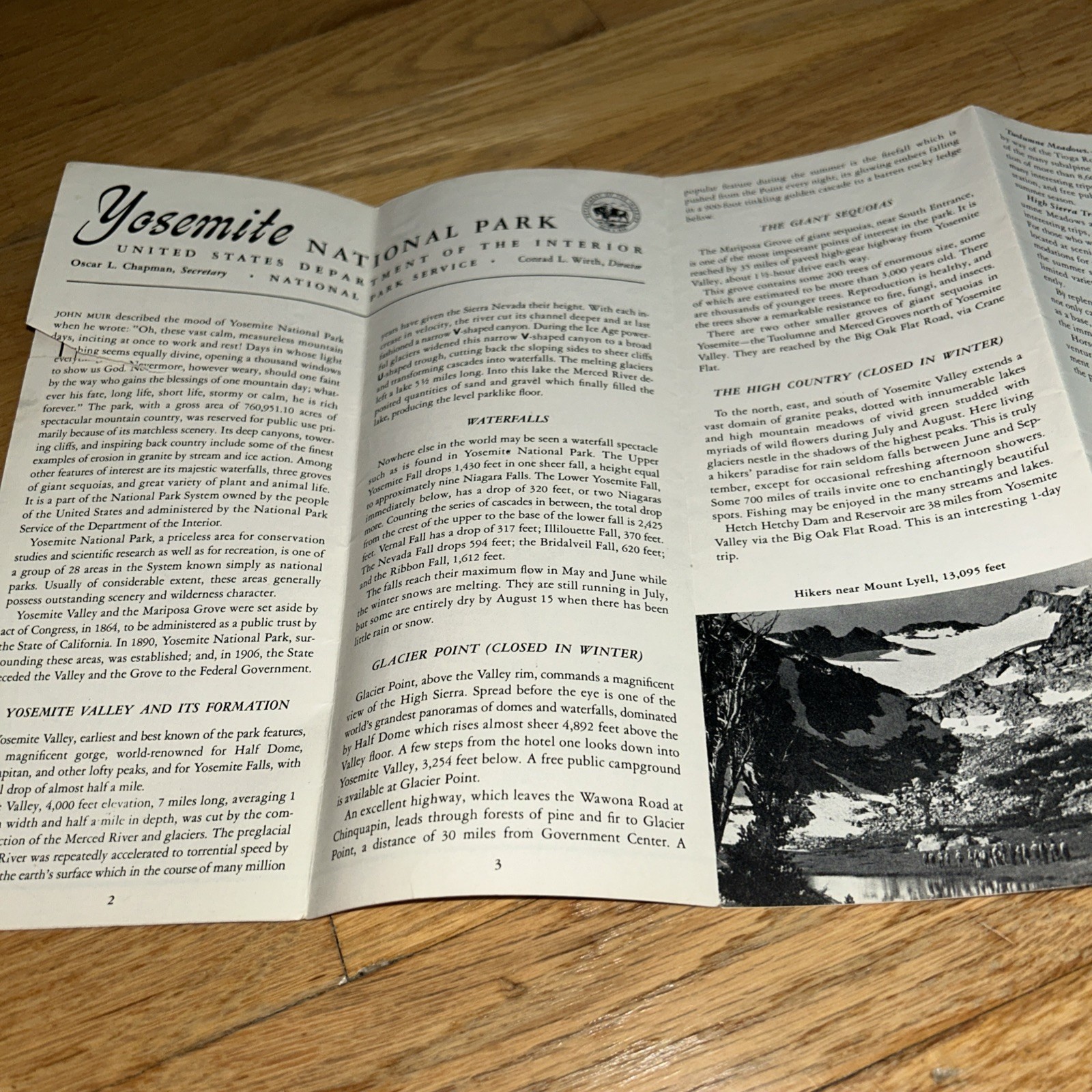 3 – YOSEMITE NATIONAL PARK National Park Service GUIDE Brochures 1951 1955 1963