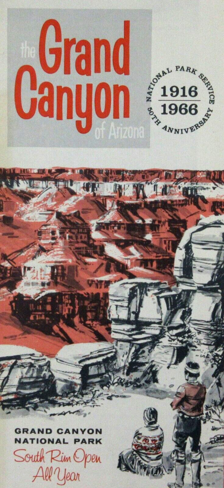 Grand Canyon Travel Brochure 50th Anniversary Fred Harvey Lodge Cabins Map 1966