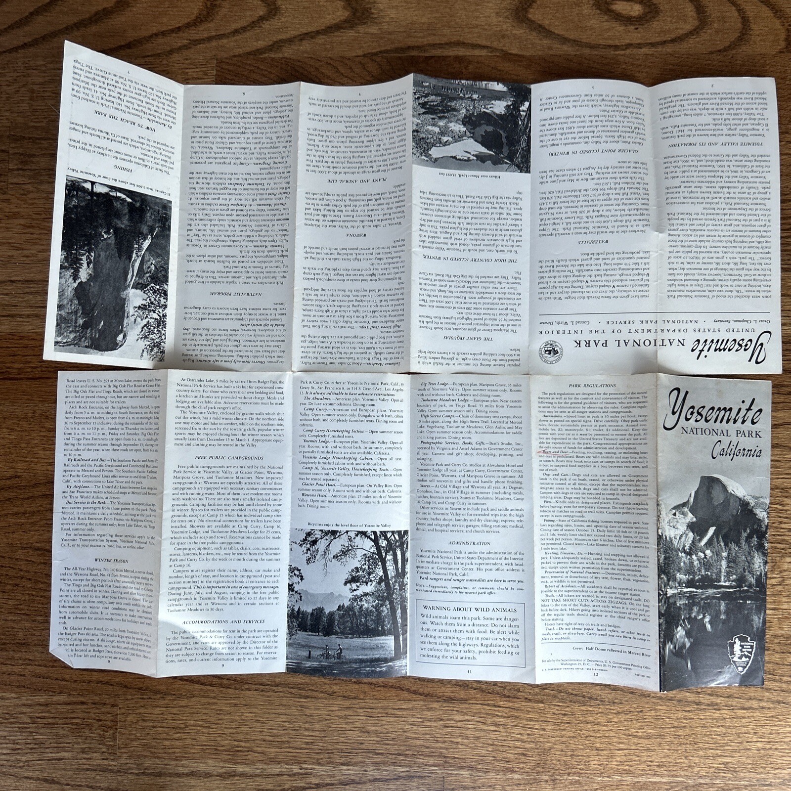 3 Vintage 1952 – Yosemite National Park California – Souvenir Brochures