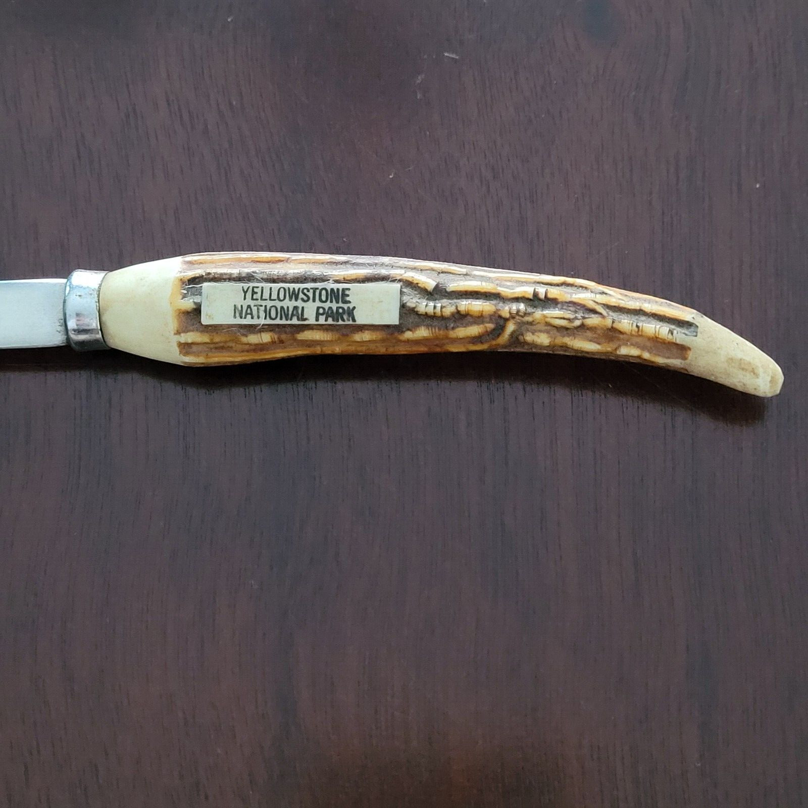 Vtg 70s YELLOWSTONE NATIONAL PARK Letter Opener Faux Antler PC Stainless Steel