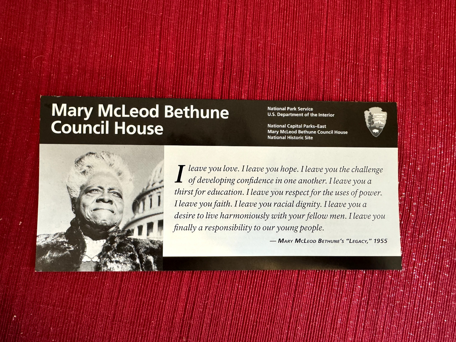 Mary McLeod Bethune Council House NPS national park newest unigrid brochure
