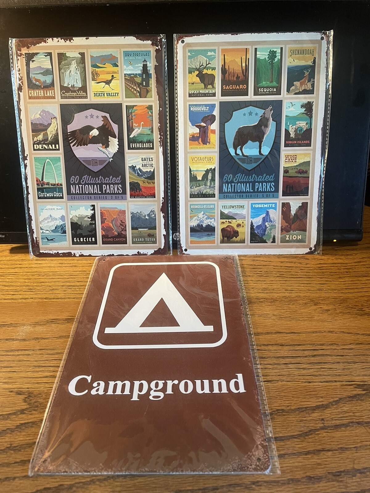 3-VISIT THE UNITED STATE’S NATIONAL PARKS 8”x12” METAL SIGNS NIP FOR MAN CAVE