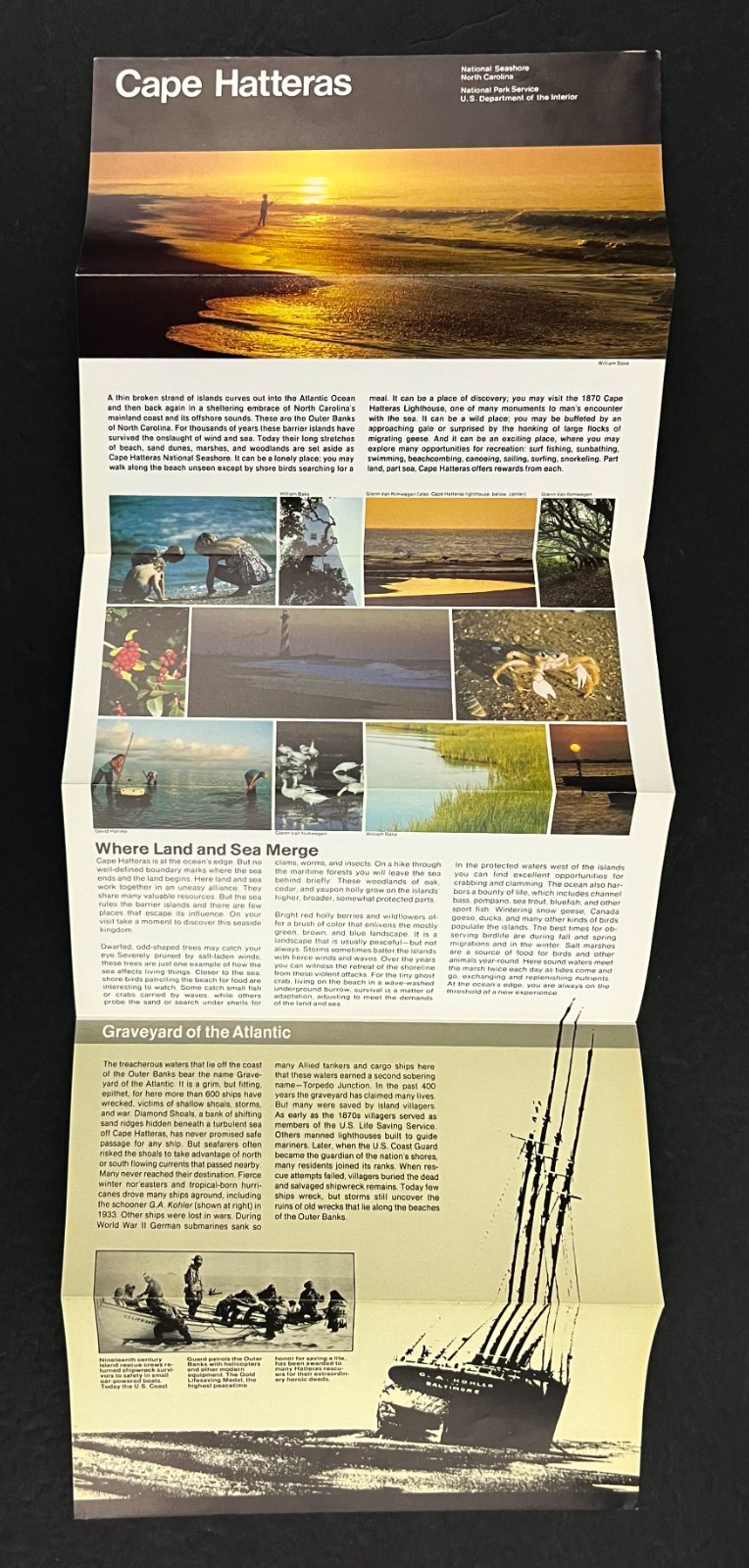 1990 Cape Hatteras National Seashore North Carolina Vintage Travel Brochure Map