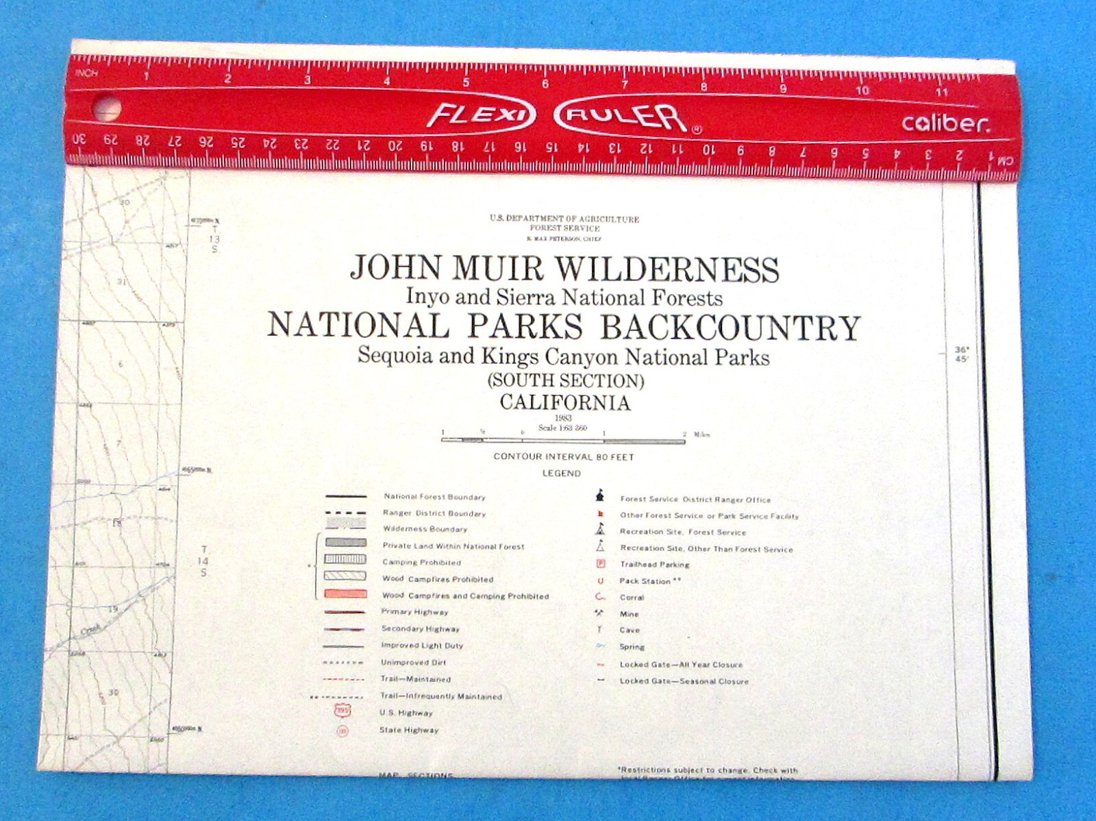 Vintage 1983 Topo JOHN MUIR WILDERNESS North – Central/South Sections FREE SHIP