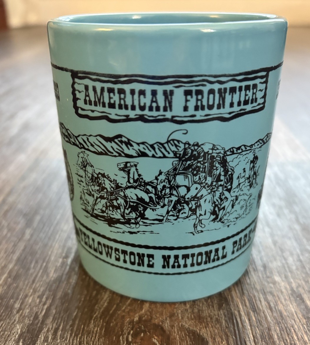 Vintage Yellowstone National Park Coffee Mug Souvenir Turquoise 1993 Frontier