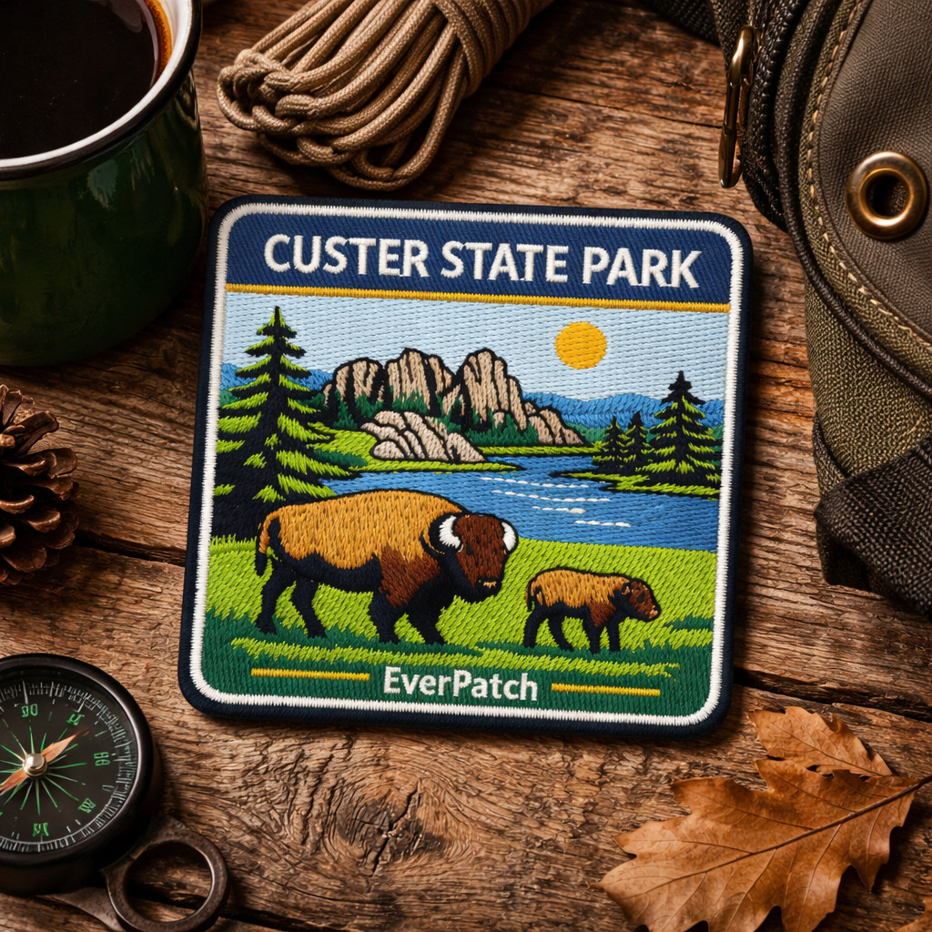 Custer State Park Patch 3” South Dakota Bison Iron On Embroidered Badge