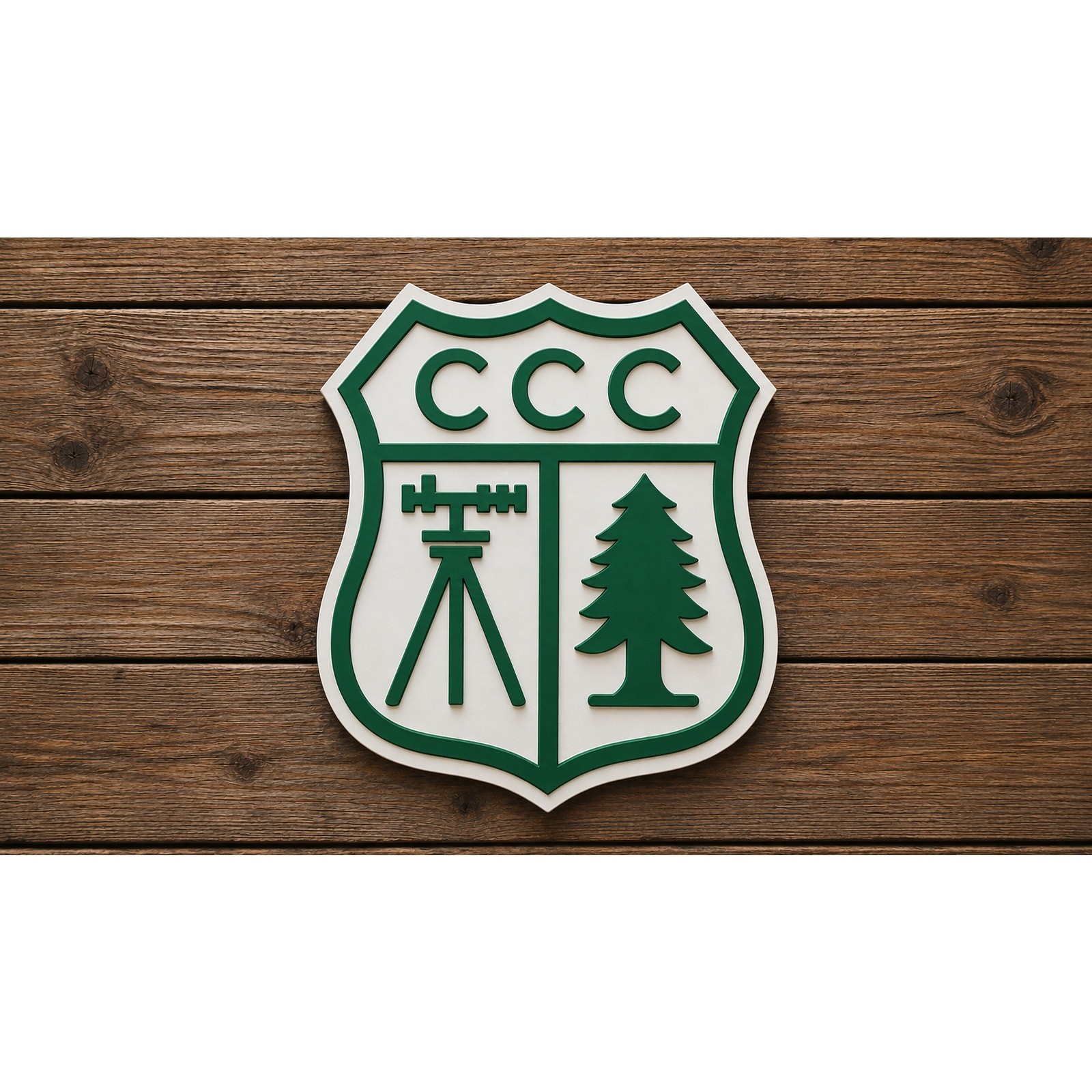 US Civilian Conservation Corps CCC Sign Badge Plaque Tree Forest United States