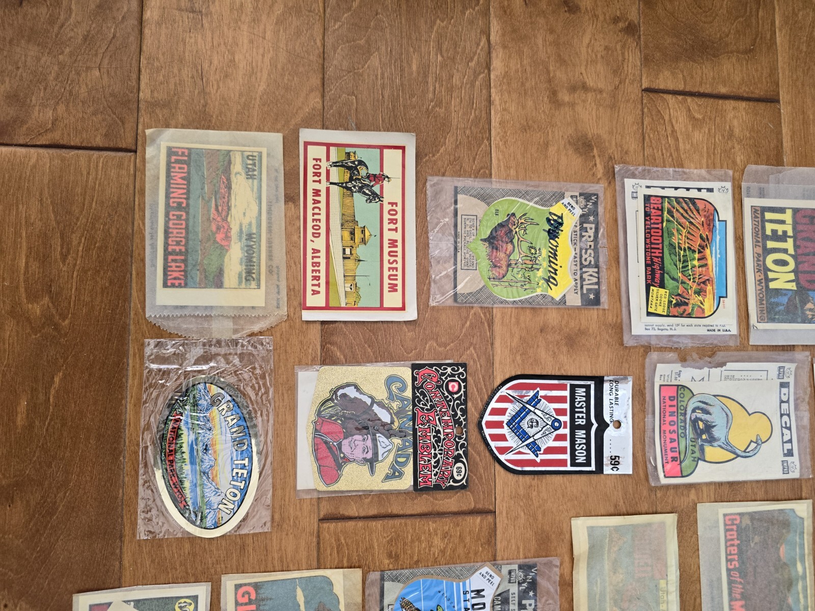 Vintage ( 24 ) National Park Travel Decals Wyoming, Montana, Yellowstone & More