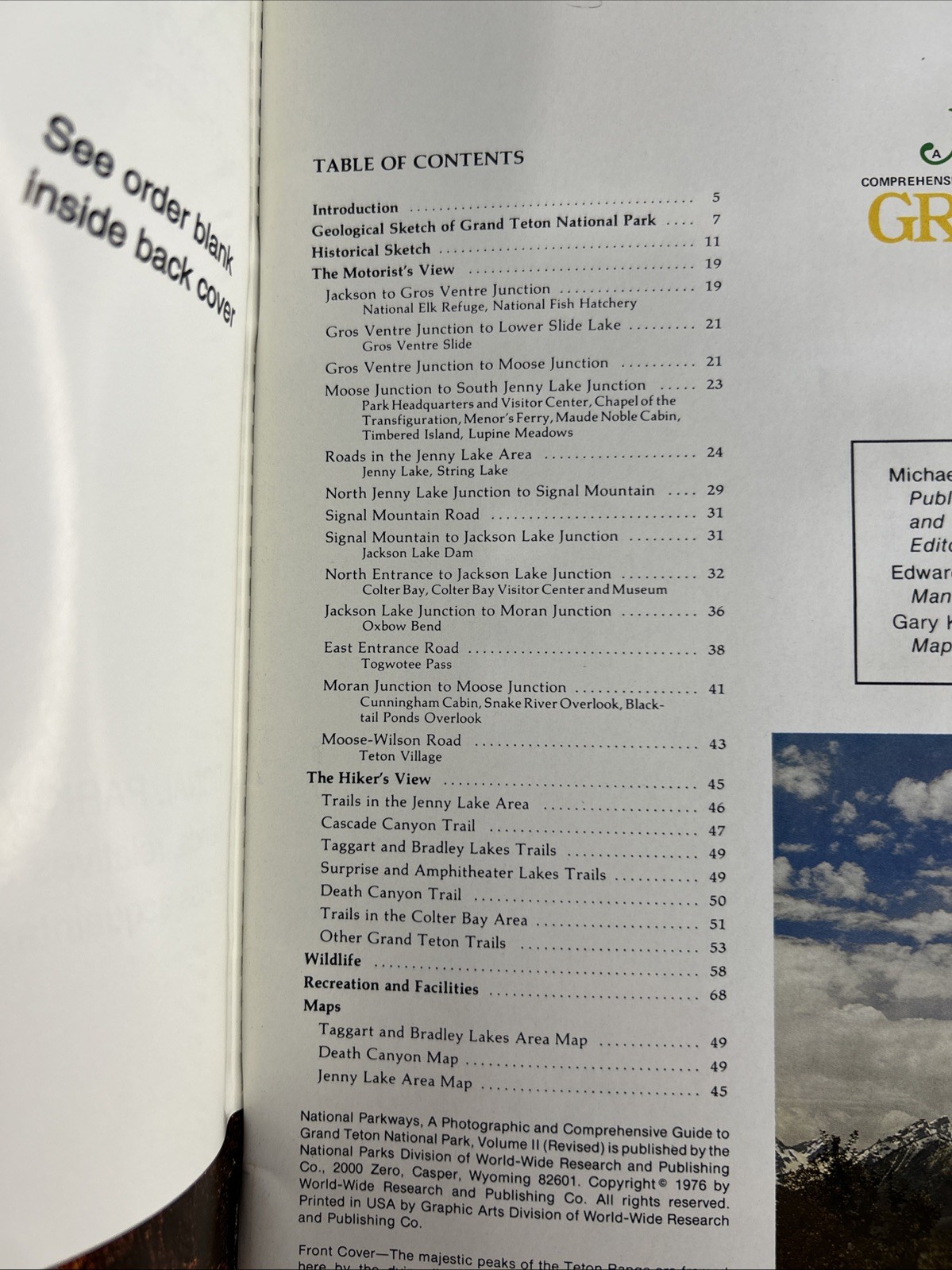 National Parkways Grand Teton Park Magazine 1976 Vintage Travel Book Souvenir WY