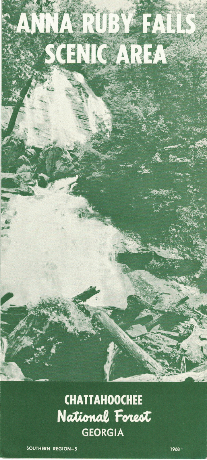 Vintage 1968 ANNA RUBY FALLS Scenic Area National Forest Brochure