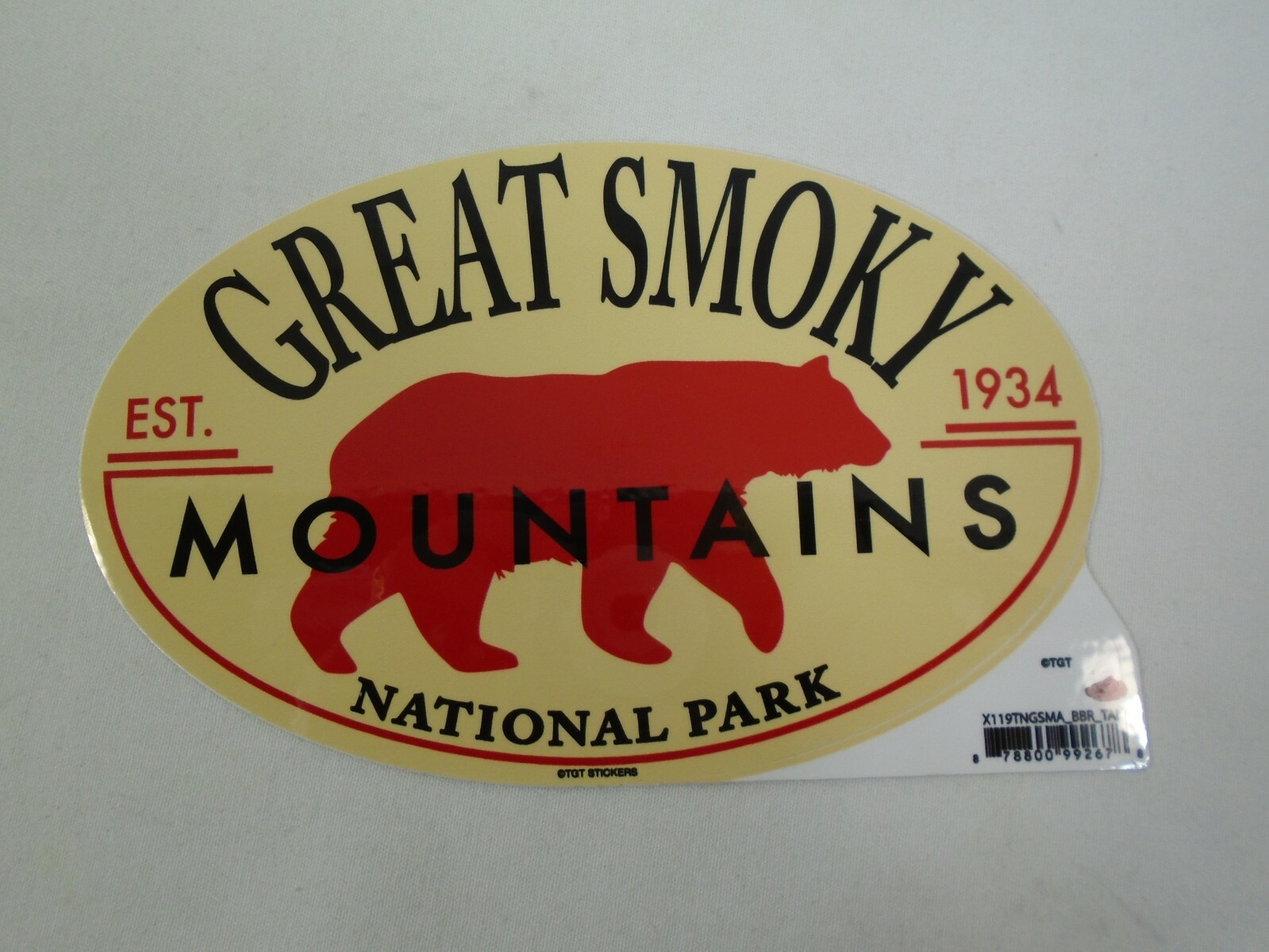 Great Smoky Mountains National Park EST. 1934 Bear Sticker Peel & Stick 4″x6.25″