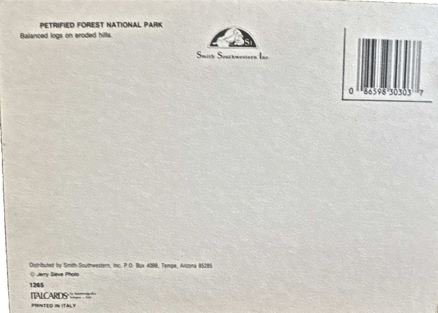 Petrified Forest NP Arizona Balanced Logs on Eroded Hills Unused Postcard