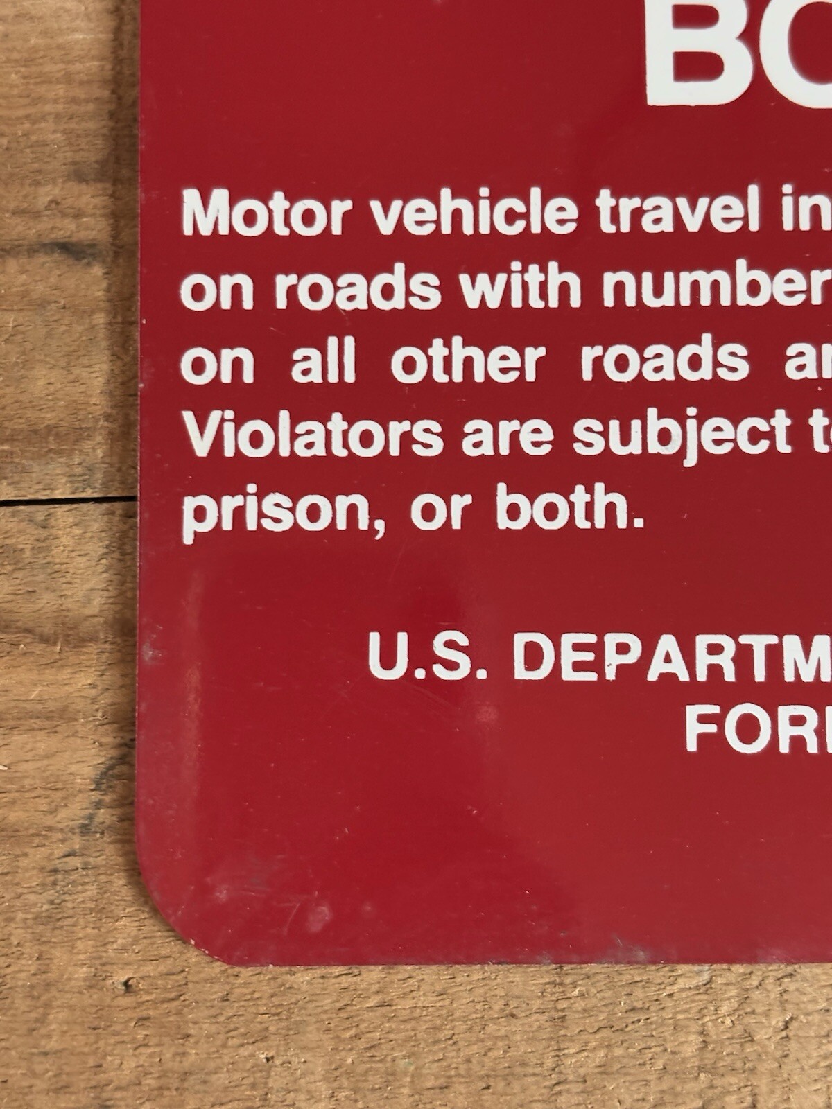 Vintage Red US Dept Of Agriculture Forest Service RESTRICTED AREA BOUNDARY Sign