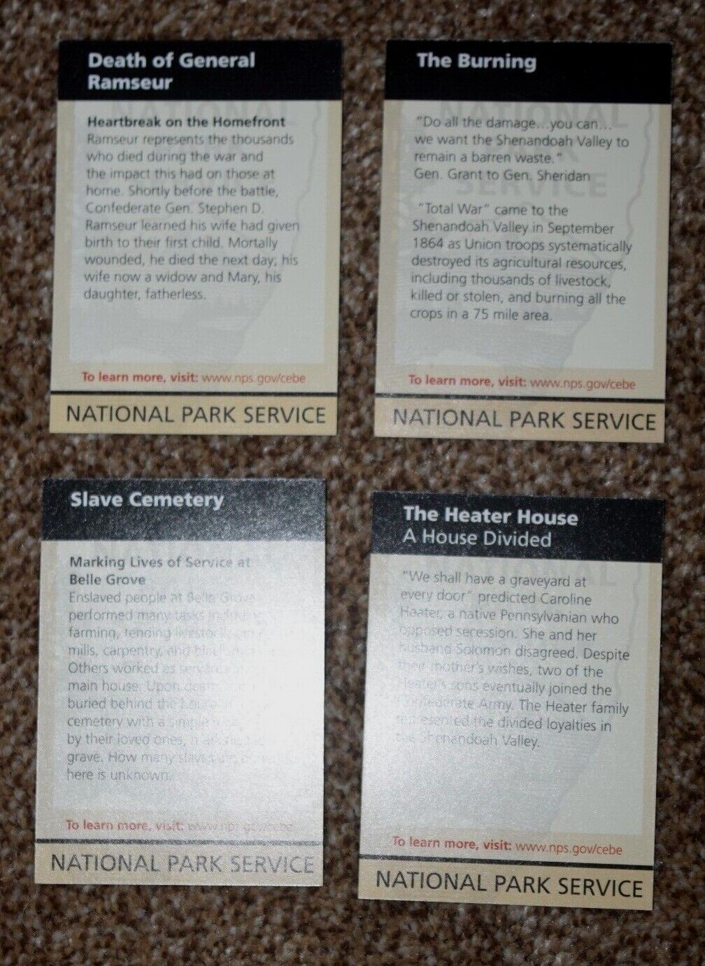 4 NPS CEDAR CEDAR CREEK & BELLE GROVE NTL HISTORIC SITE, “Gen. Ramseur,” CARDS