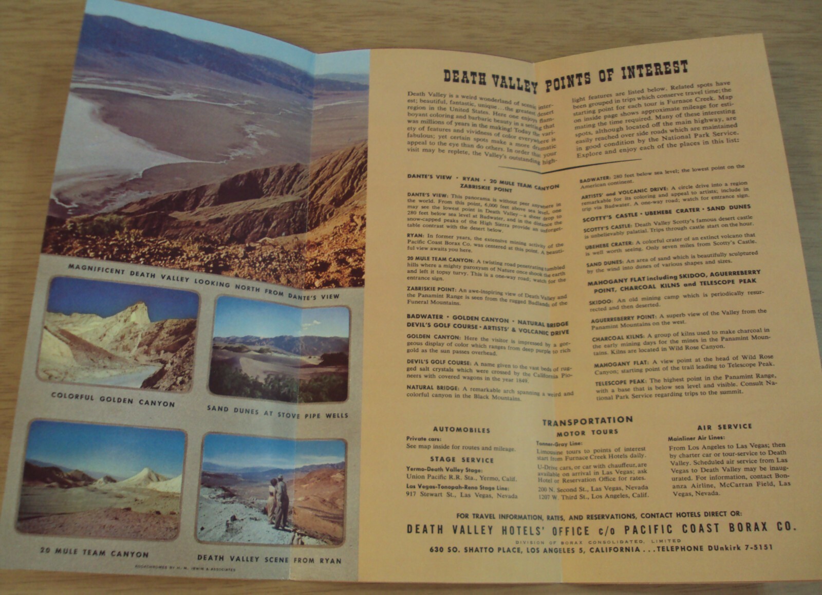 VTG 1951 ‘TRAVEL Brochure’~”DEATH VALLEY” National Park~CALIFORNIA~