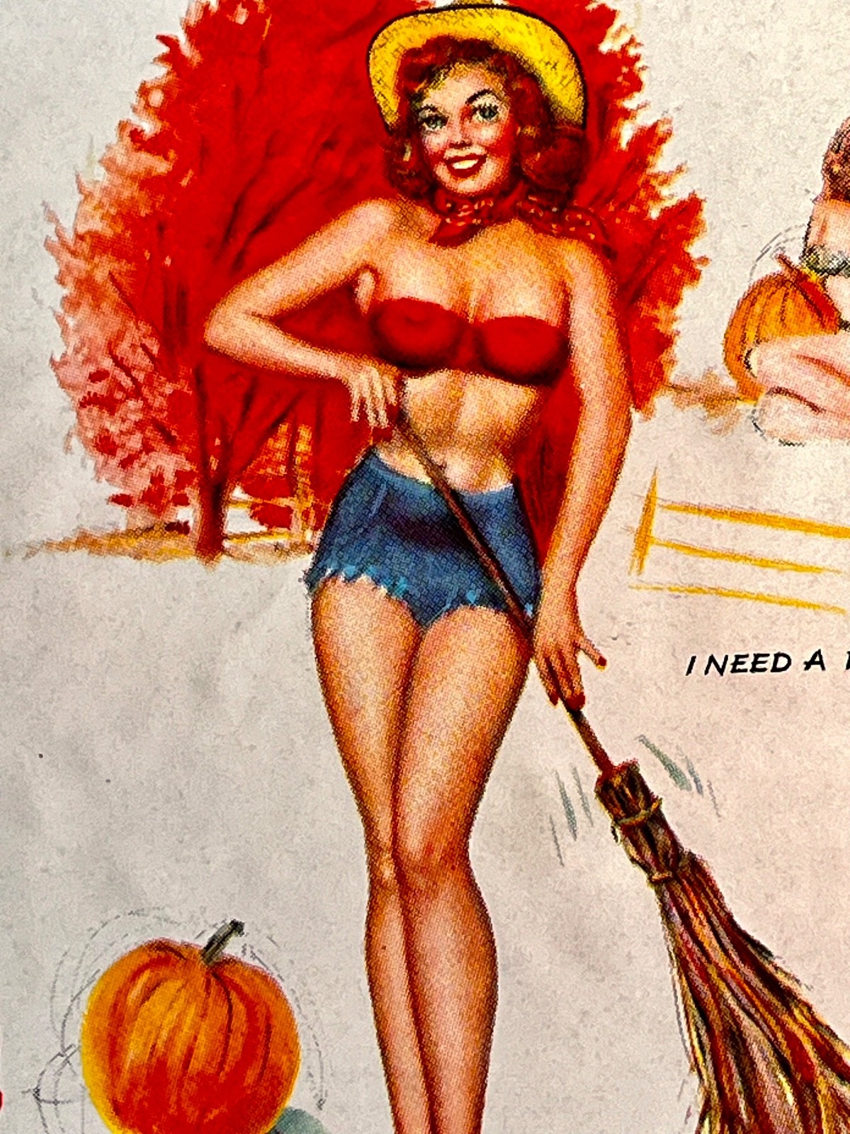 1956 THANKSGIVING LEGGY BUSTY PINUP PUMPKIN BLOTTER WOODLAWN SALON BROCKTON MA